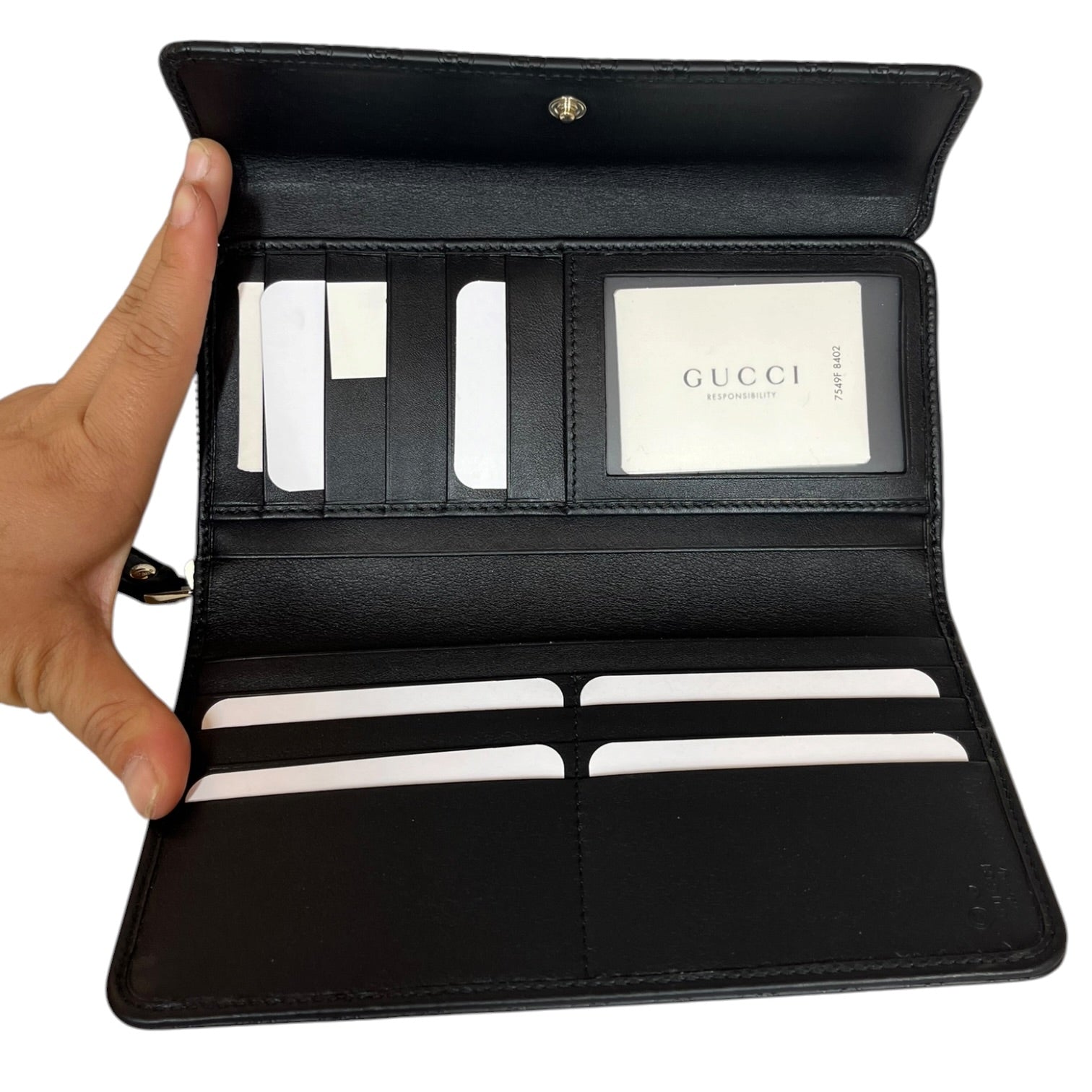 GUCCI/Long Wallet/Monogram/Leather/BLK/L's/MICROGUCCISSIMA LONG ZIP/ FOLD view 6