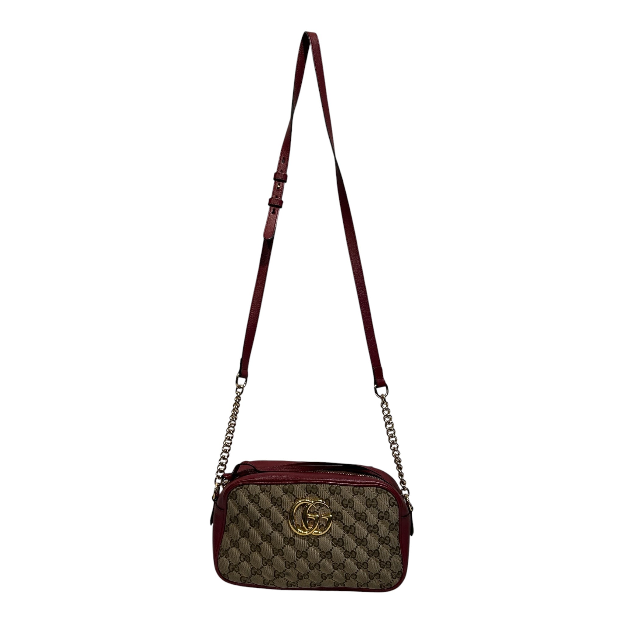 GUCCI/Cross Body Bag/Monogram/Leather/RED/MARMONT GG CANVAS CROSSBODY view 1