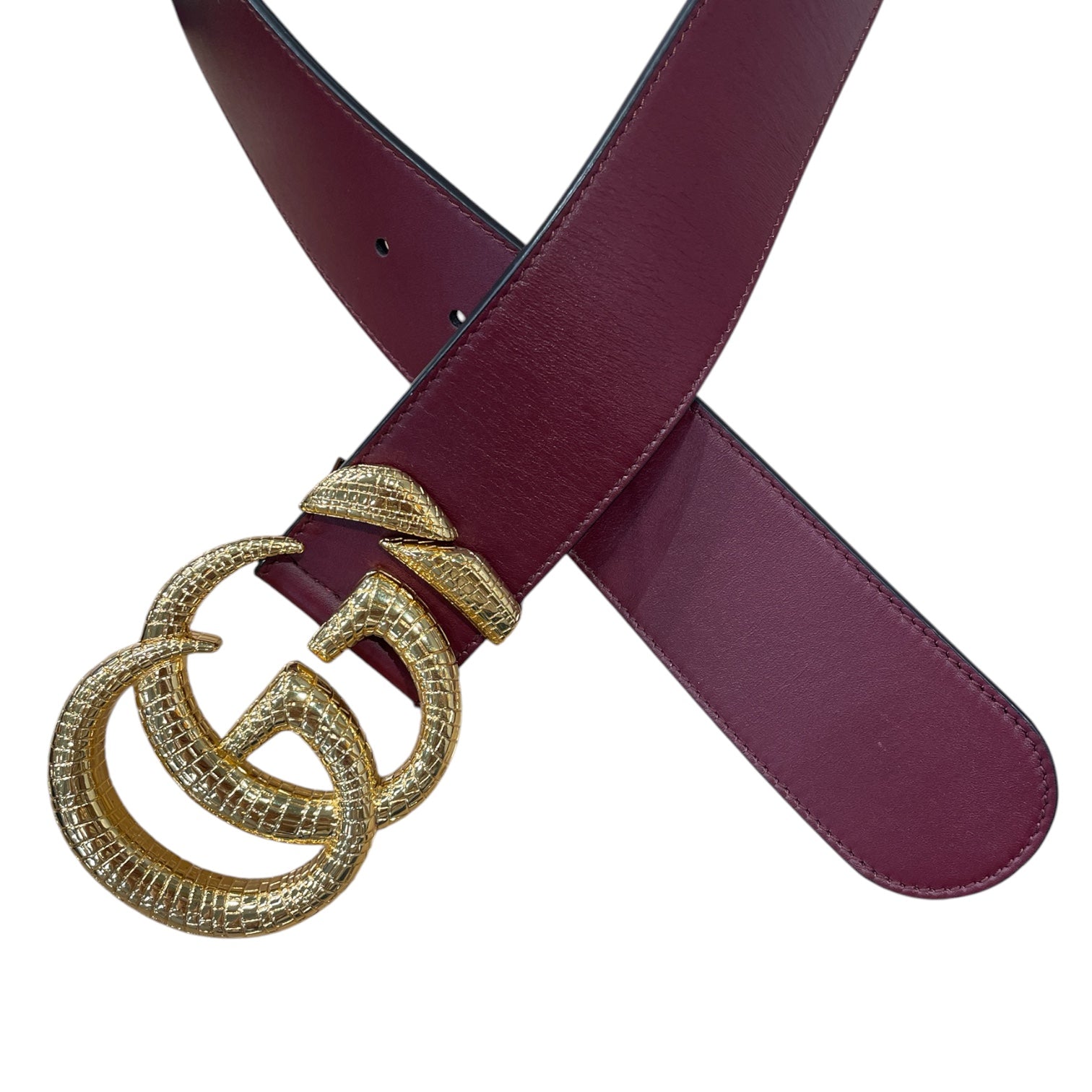GUCCI/Belt/Stripe/Leather/BRD/L's/SNAKE TEXTURE BUCKLE view 2