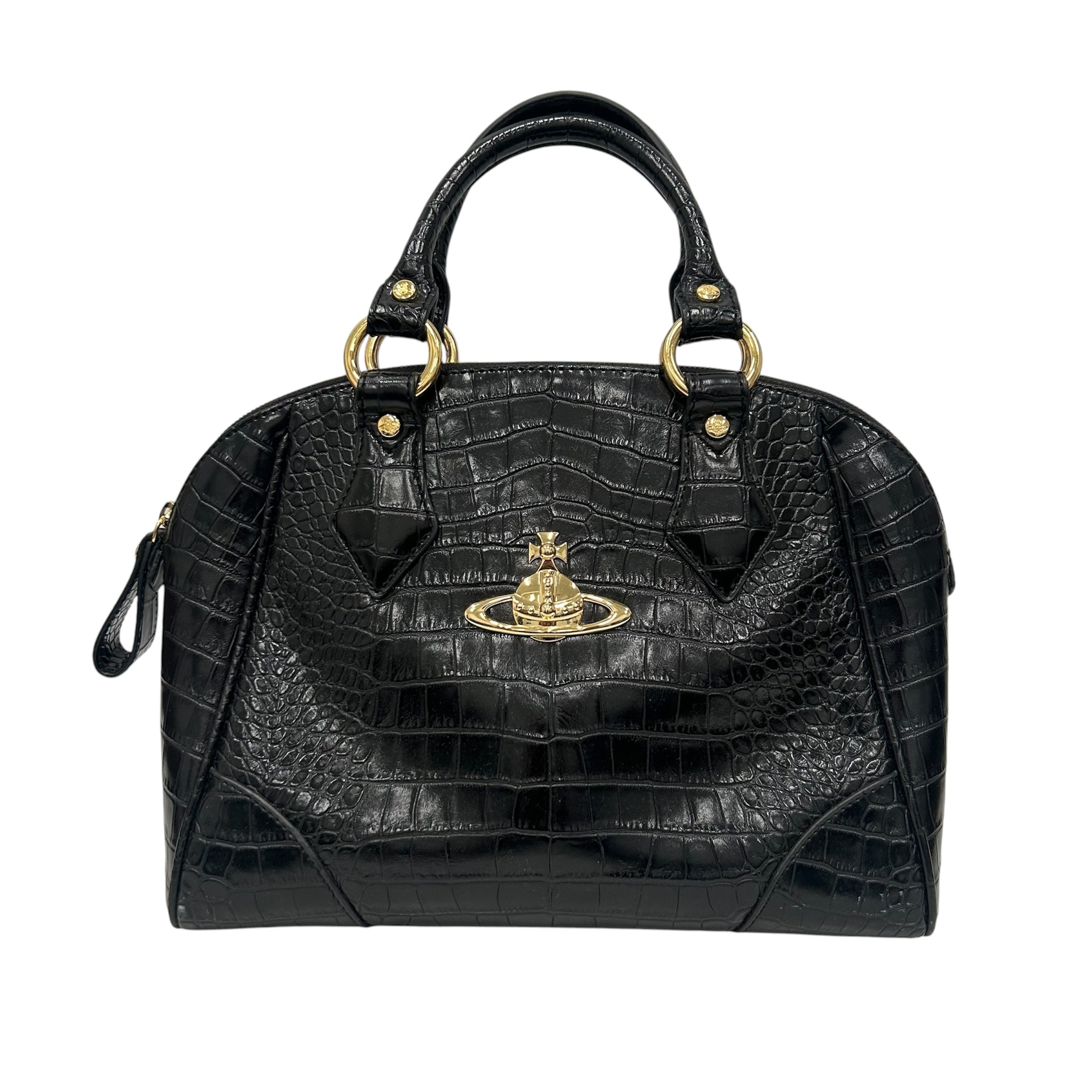 Vivienne Westwood/Hand Bag/Animal Pattern/Leather/BLK/Croc Embossed Chancery view 1