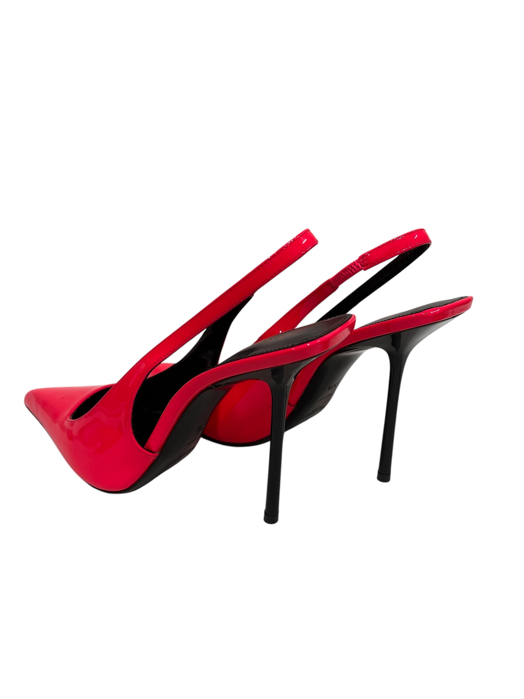 SAINT LAURENT/Heels/EU 37.5/Leather/PNK/Pointed-Toe/Kiss Patent Leather Slingback view 2