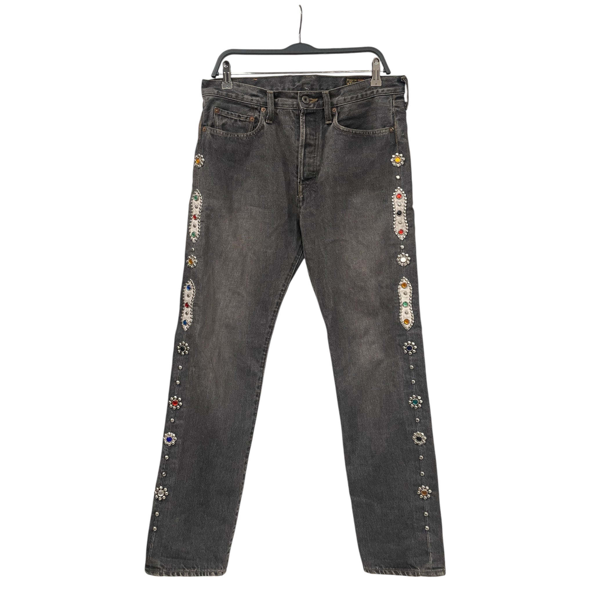 KAPITAL/Straight Pants/32/Cotton/GRY/MONKEY CISCO RHINESTONE view 1