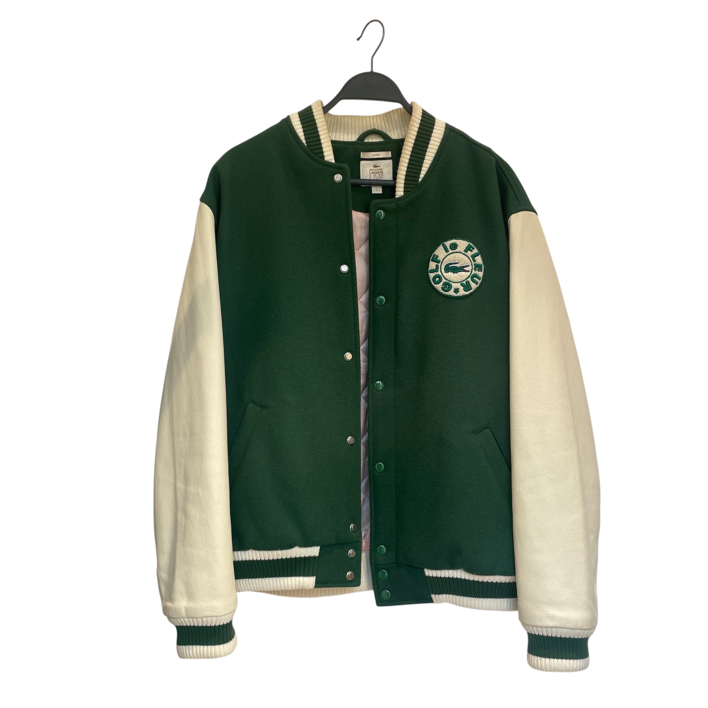 LACOSTE/Souvenir Jkt/XL/Cotton/GRN/le fleur glf vrsity jkt view 1