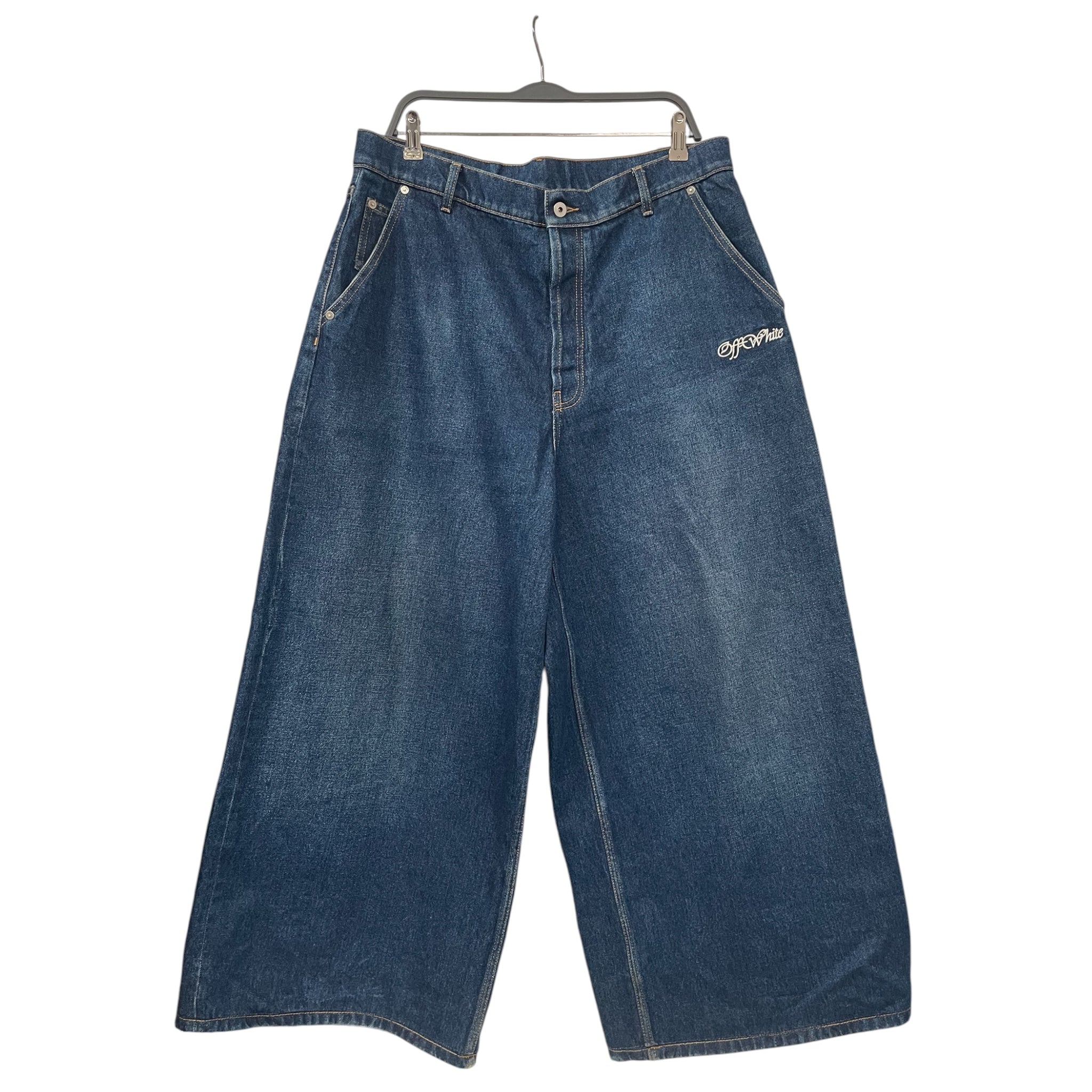 OFF-WHITE/Pants/33/Cotton/IDG/WIDE LEG LOGO view 1