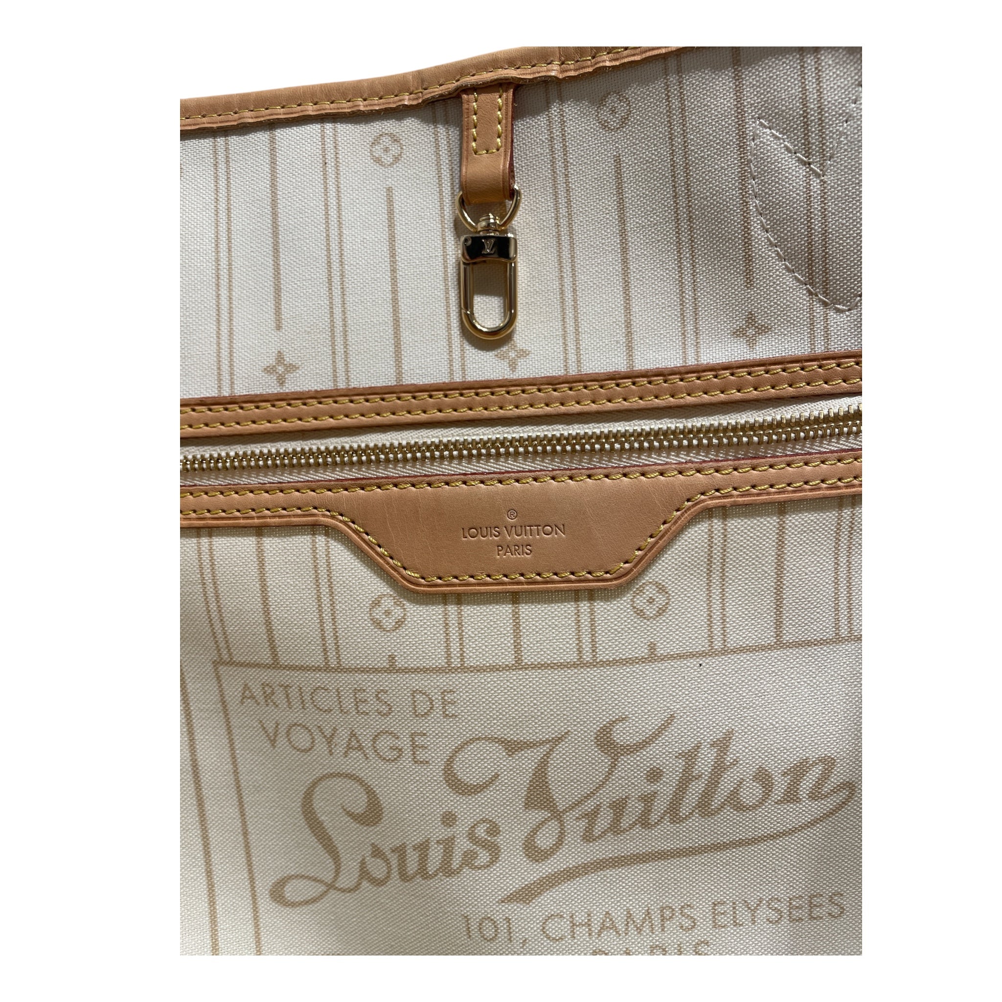LOUIS VUITTON/Bag/All Over Print/Leather/WHT/WHITE NEVER FOLD/ view 3
