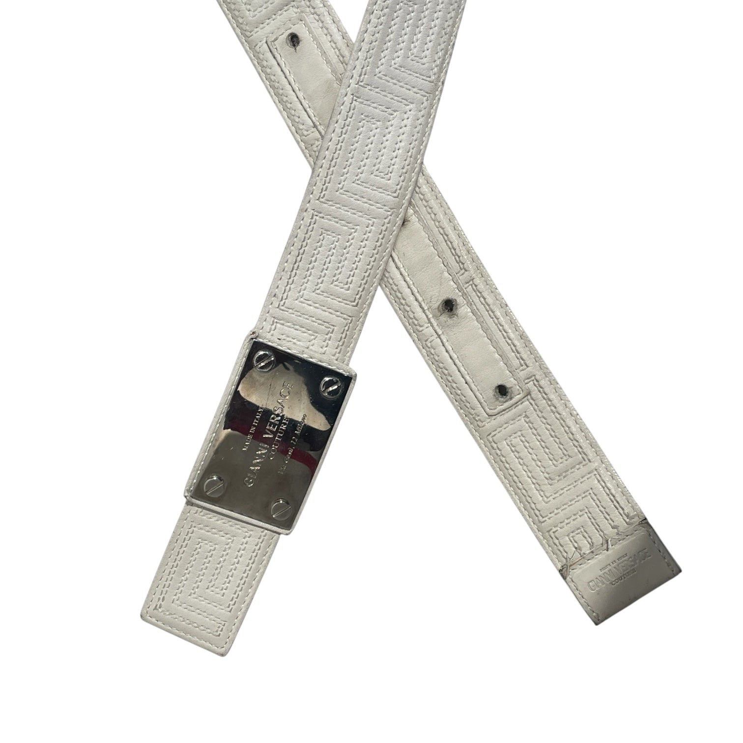 GIANNI VERSACE/Belt/Leather/WHT/M's/GEOMETRIC BELT view 2