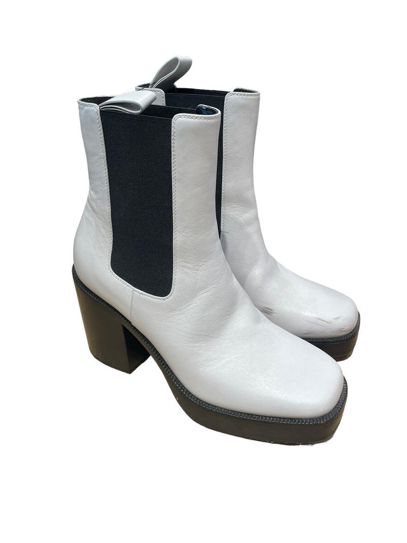 BALENCIAGA Chelsea Boots/US 7.5/Plain/Leather/WHT/