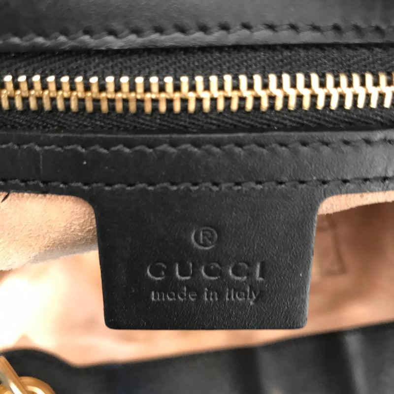 GUCCI/Hand Bag/Monogram/Leather/BLK/Guccisima Padlock