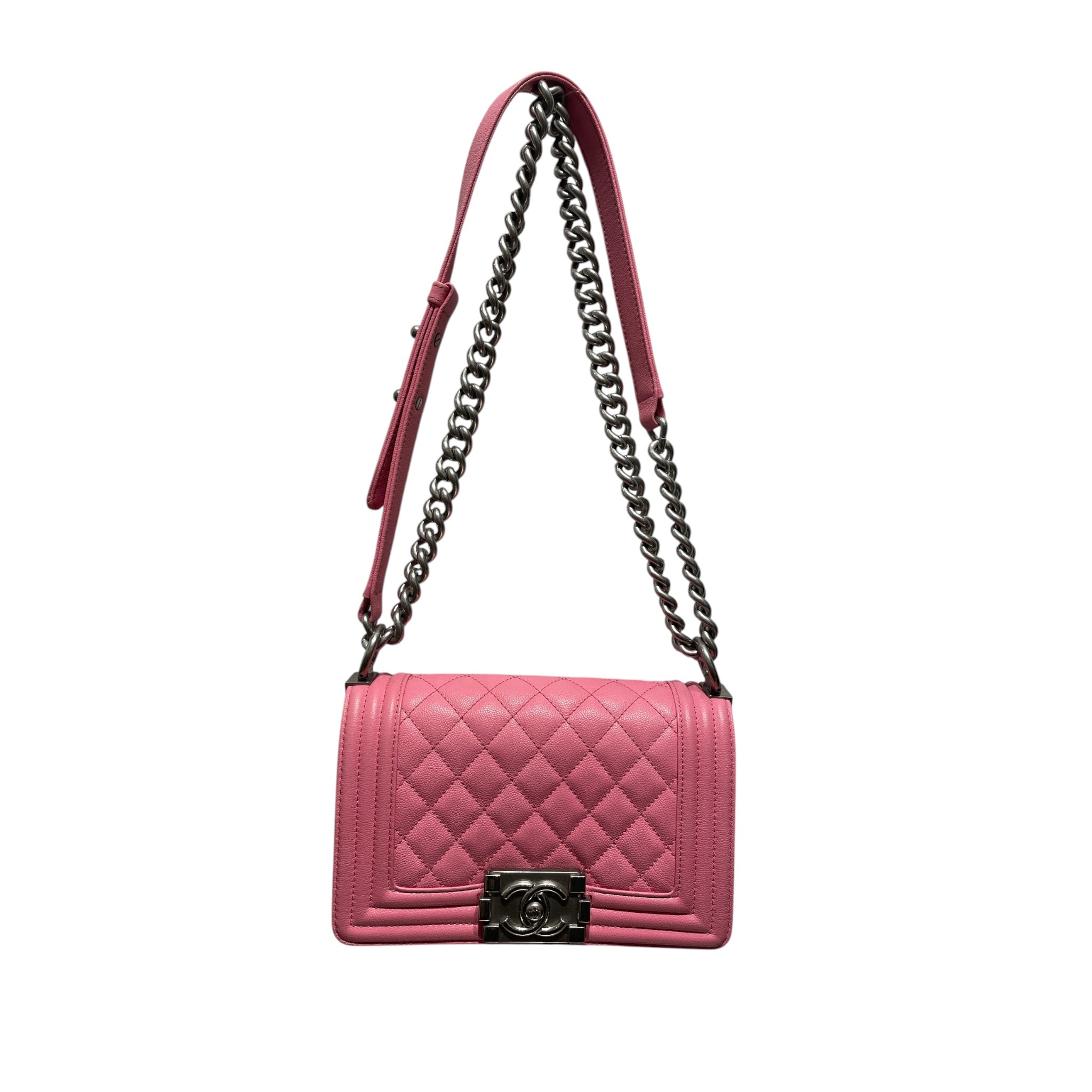CHANEL/Cross Body Bag/Leather/PNK/BOY BAG /QUILTED view 1