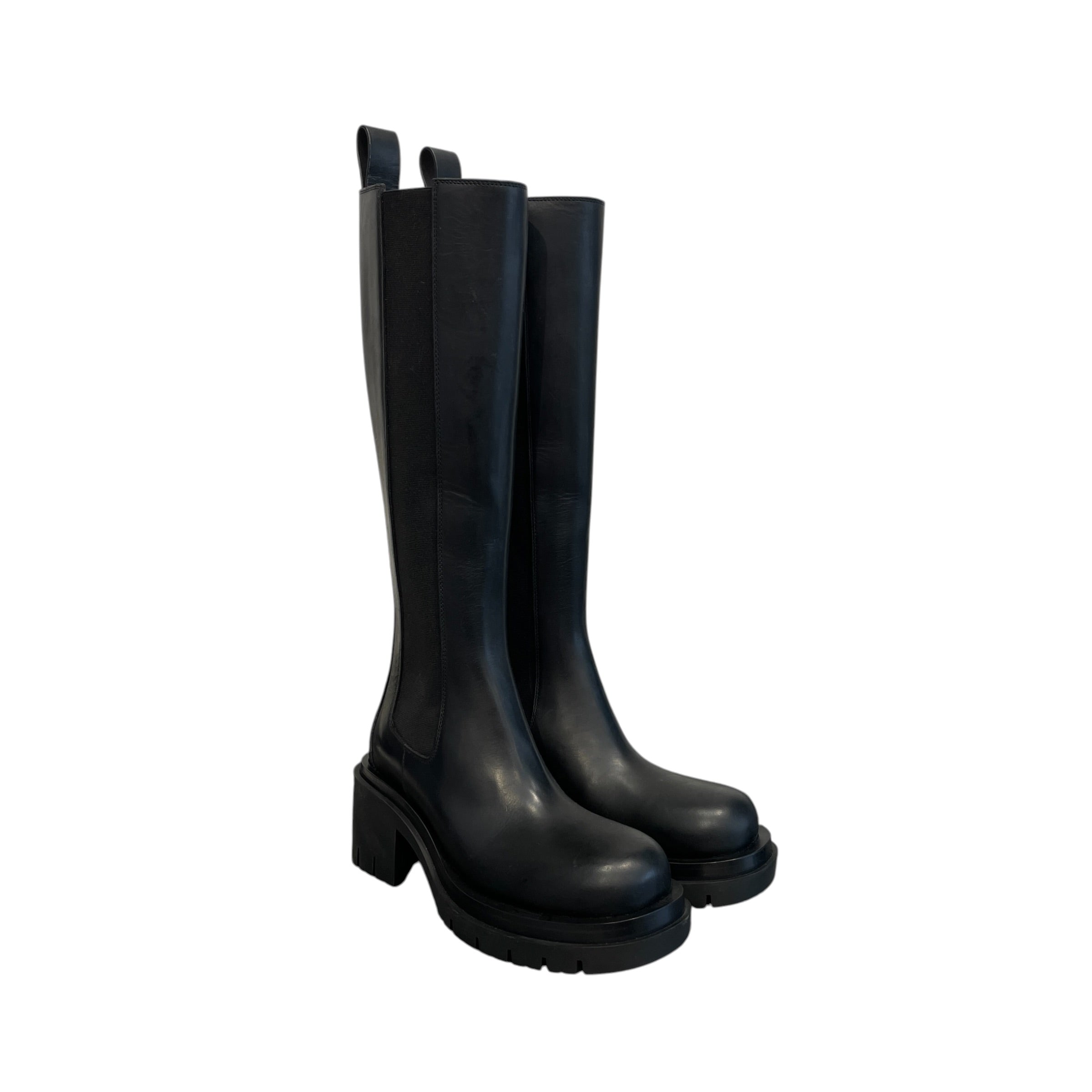 BOTTEGA VENETA/Boots/EU 38.5/Leather/BLK/BOT VENETA HEEL CHELSEA BOOTS view 1