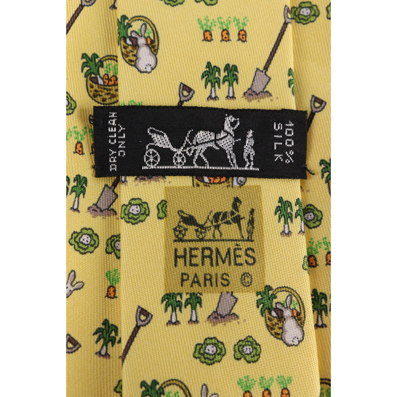 HERMES/Tie/YEL/All Over Print