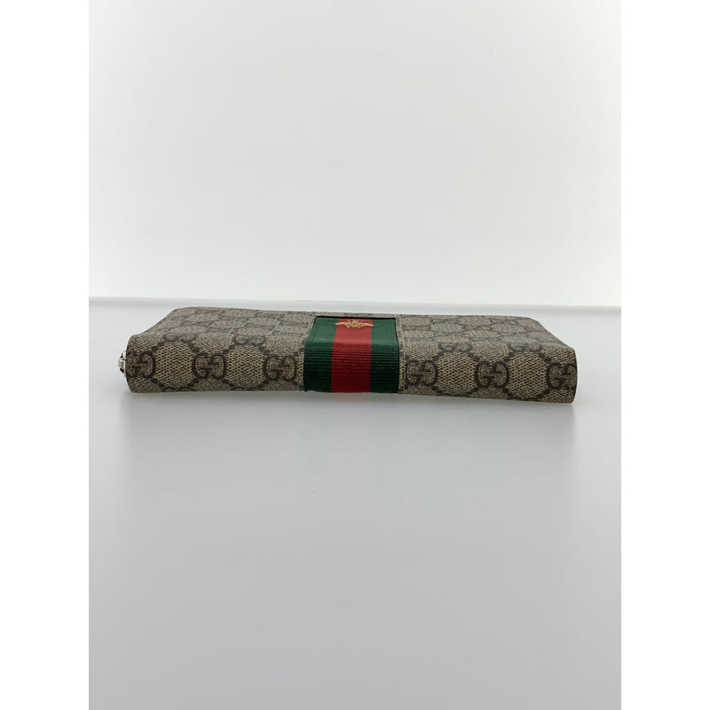 GUCCI/Long Wallet/Bee Web GG Supreme zip around wallet/BEG/PVC