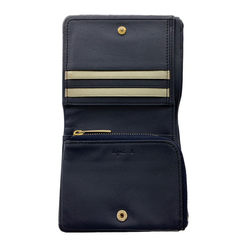 agnes b./Bifold Wallet/NVY/Leather