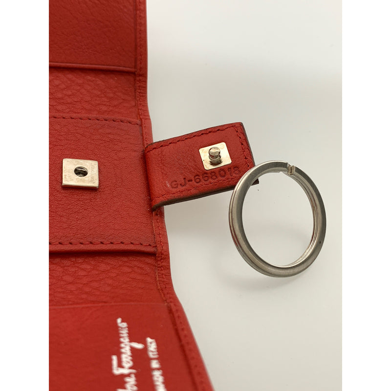Salvatore Ferragamo/Key Case/RED/Leather/Plain