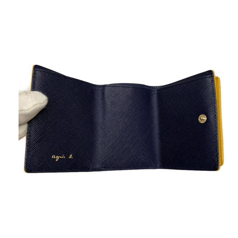 agnes b./Trifold Wallet/YEL/Leather