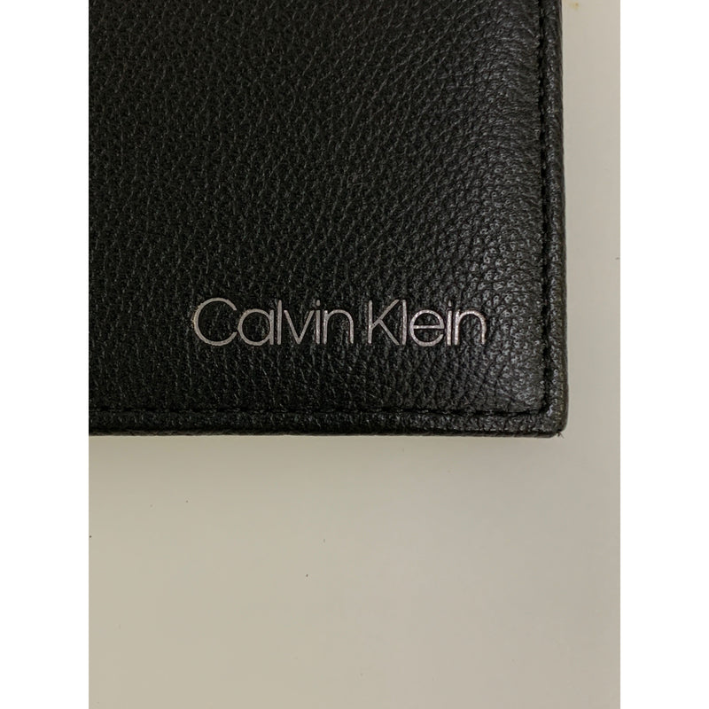 Calvin Klein/Bifold Wallet/BLK/Leather/Plain