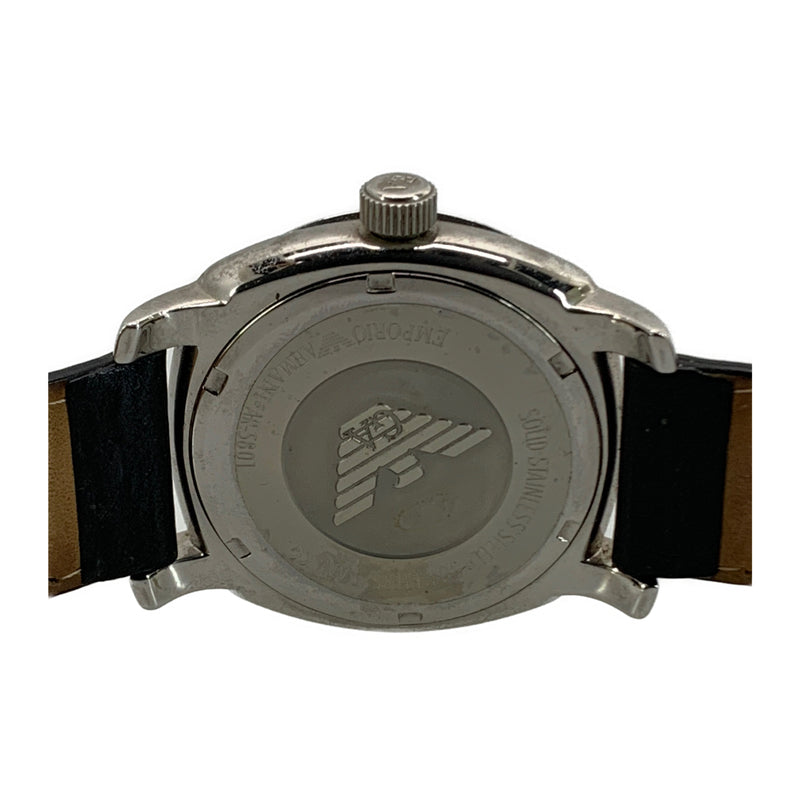 EMPORIO ARMANI/Quartz Watch/BLK/Leather/Analog/AR-5801
