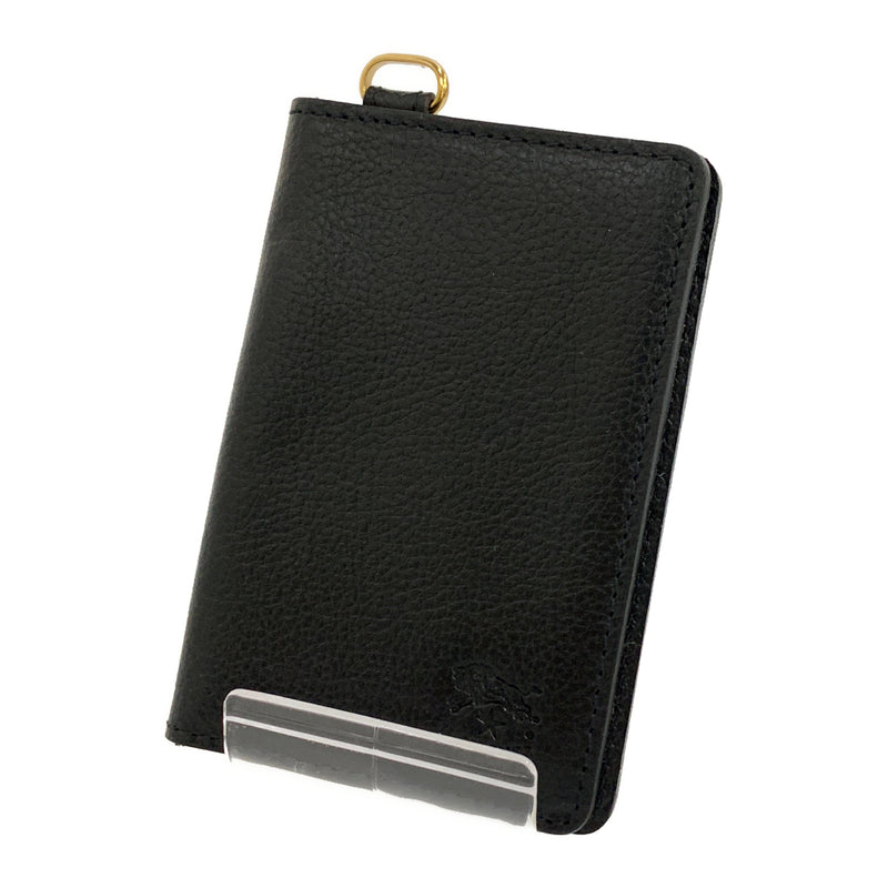 IL BISONTE/Card Case/BLK/Leather/Plain