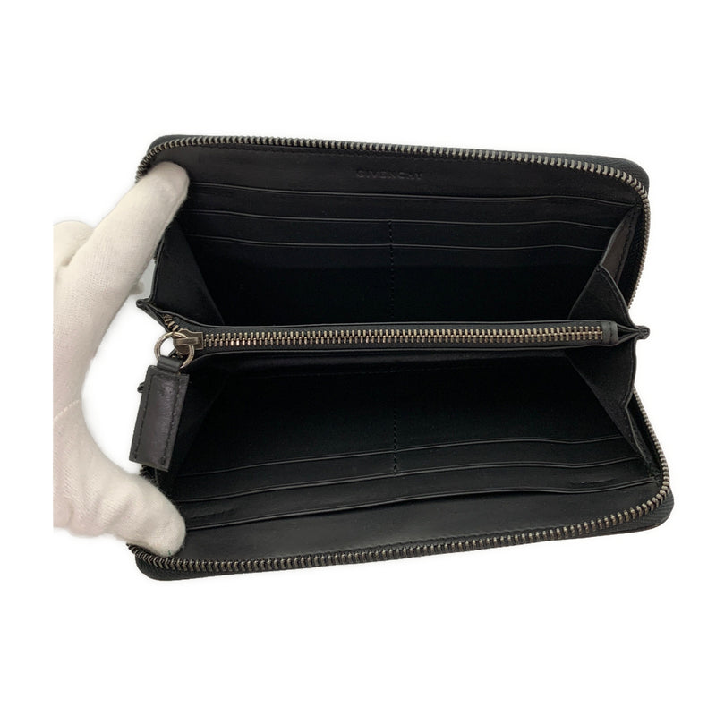 GIVENCHY/Long Wallet/Stripe/Leather/BLK/WHT STAR RED STRIPE WALLET