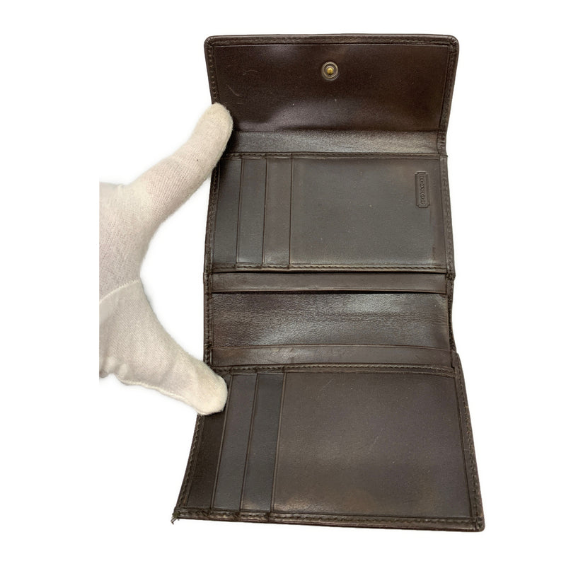 COACH/Trifold Wallet/BRW/Leather/Plain