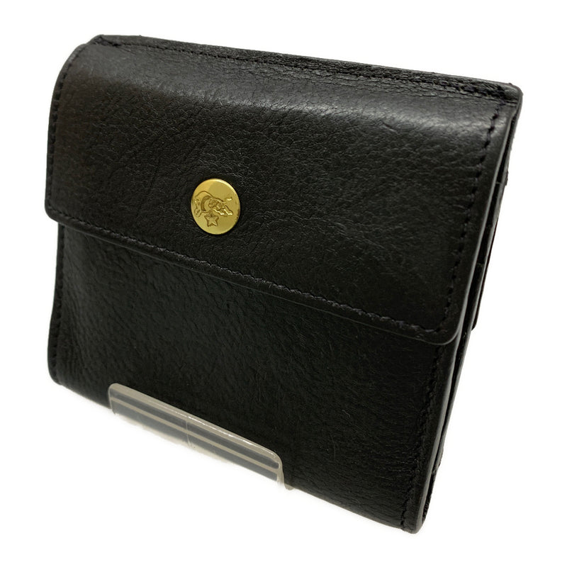 IL BISONTE/Trifold Wallet/BLK/Leather