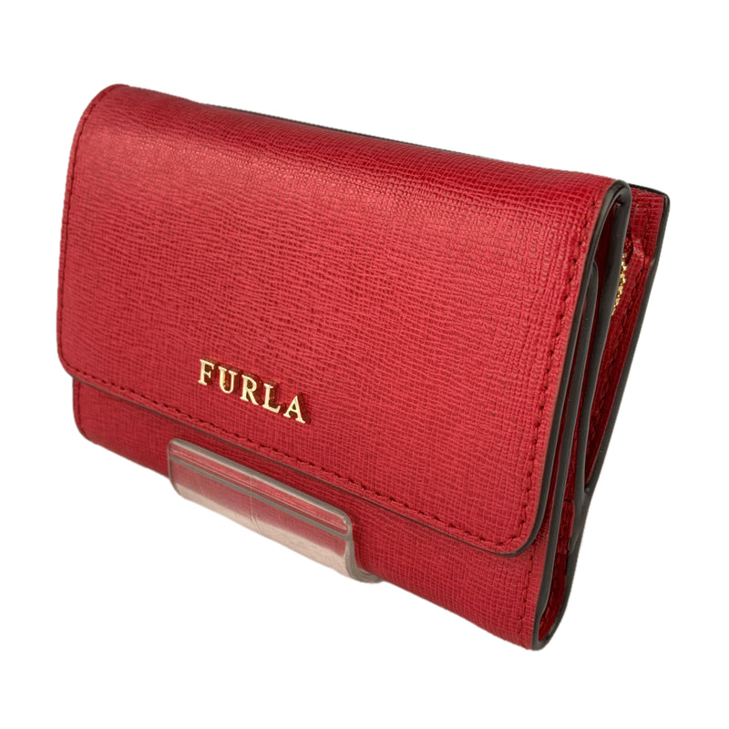 FURLA/BABYLON/Trifold Wallet/RED/Leather/Plain