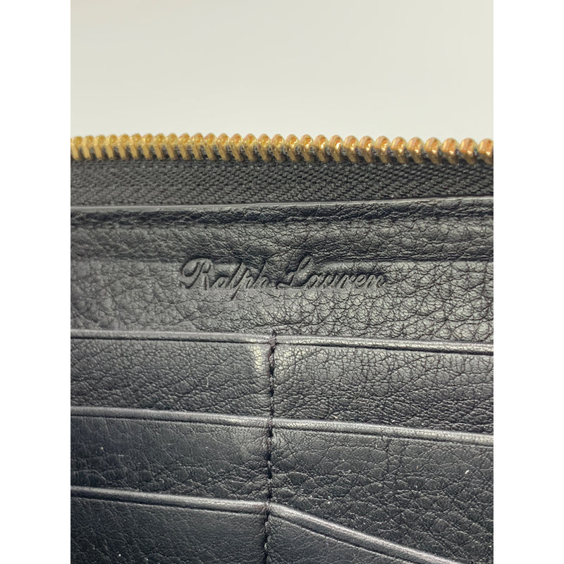 RALPH LAUREN/Long Wallet/BLK/Leather/Plain