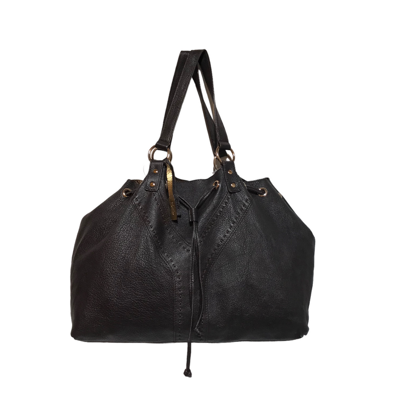 YVES SAINT LAURENT/Tote Bag/Leather/BLK/W DOUBLE SACK