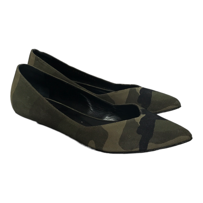 SAINT LAURENT/Flat Shoes/EU 35.5/Camouflage/Suede/GRN