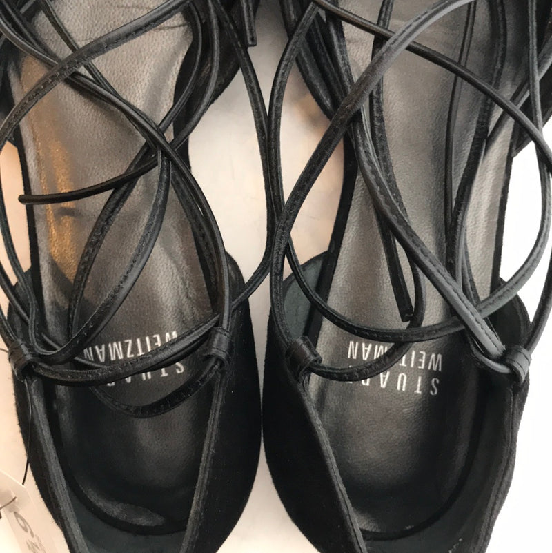 STUART WEITZMAN/GILLIGAN/Flat Shoes/US6.5/BLK/Suede/Plain