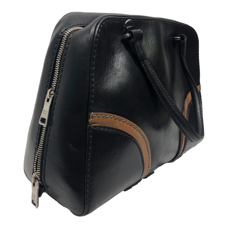 PRADA/Hand Bag/Leather/BLK/vintage