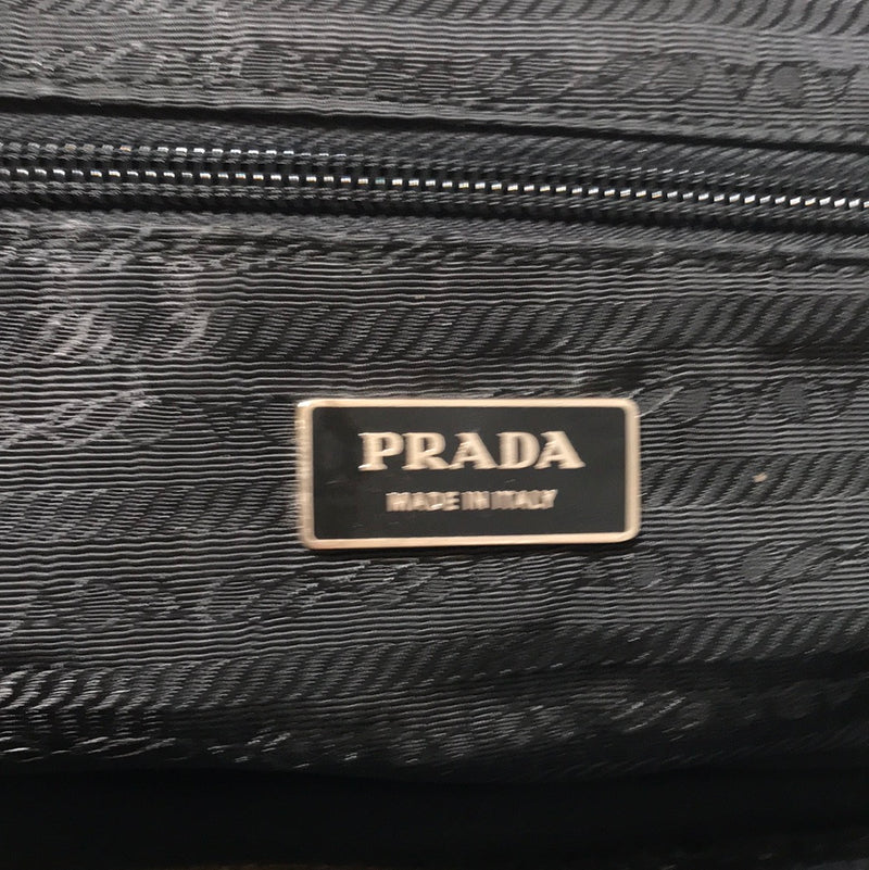 PRADA/VINTAGE/Hand Bag//BLK/Cotton/Border