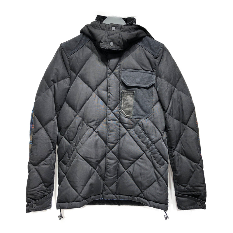 JUNYA WATANABE COMME des GARCONS MAN/quilted Down Jacket/XS/cotton/leather/BLK/Plaid