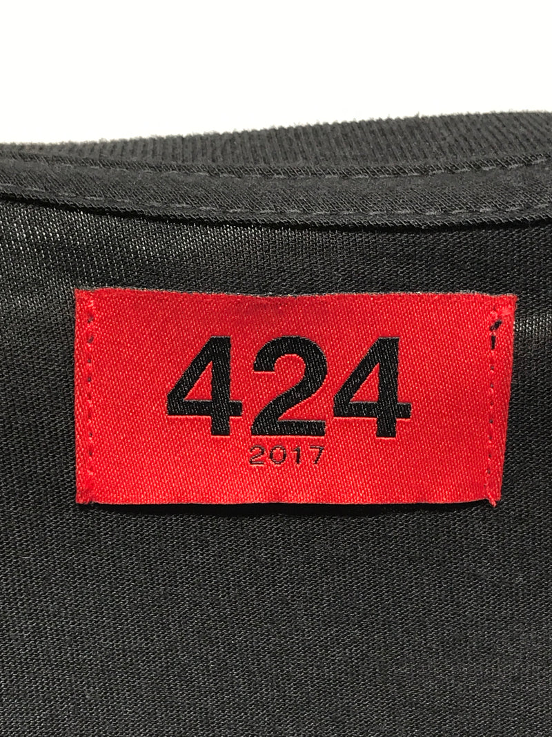 424(FourTwoFour)//T-Shirt/M/BLK/Cotton/Plain