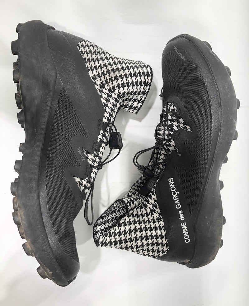 COMME des GARCONS/SALOMON HI TOP CROSS/Hi-Sneakers/US9/BLK/Cotton/Houndstooth Check