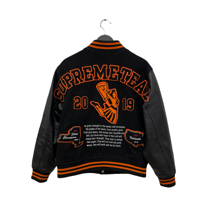 Supreme/Baseball Jkt/M/Leather/BLK/Graphic