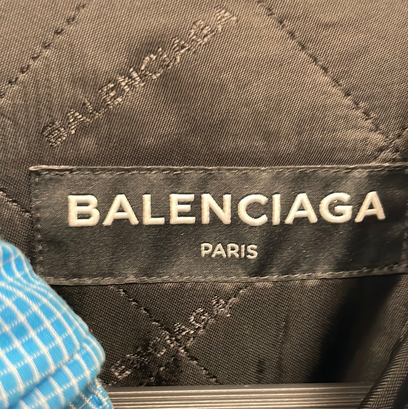 BALENCIAGA/Jacket/46/Cotton/BLU/Plaid/PADDED SHIRT