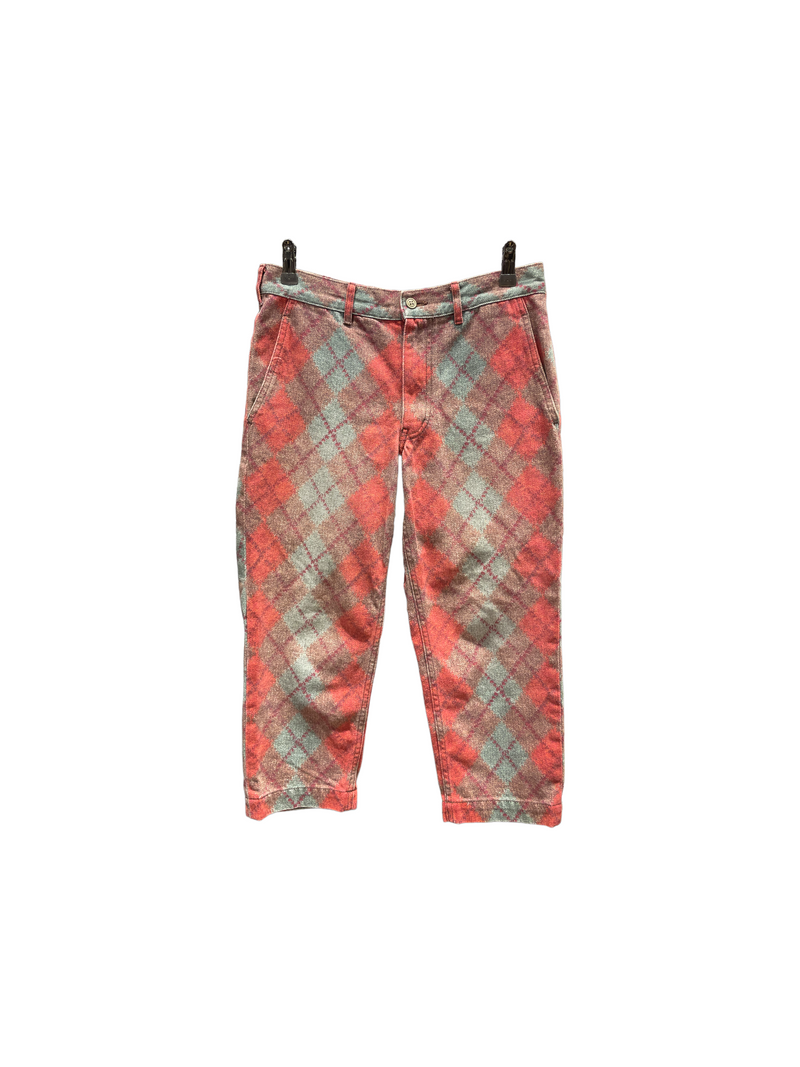 COMME des GARCONS HOMME PLUS/Cropped Pants/SS/Cotton/RED//Plaid/AD2007