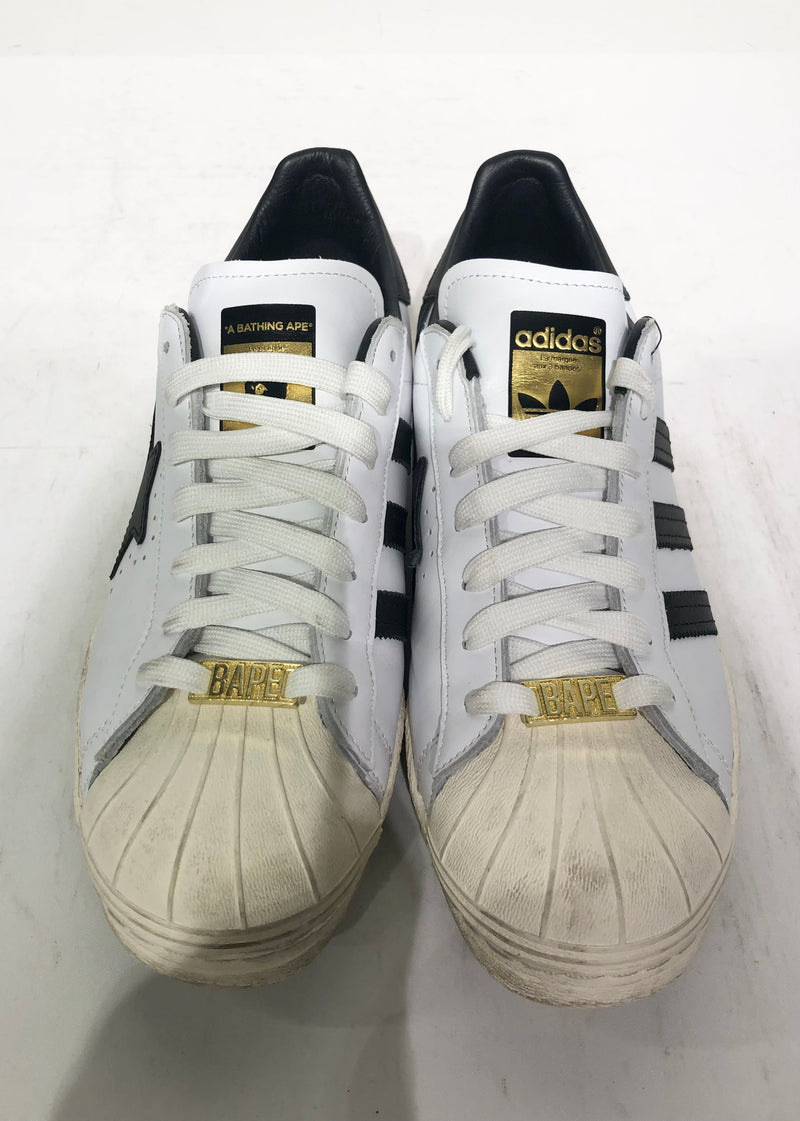 adidas/BAPE//Low-Sneakers/US 9/Plain/Cotton/WHT//M [Street] Hype/sta superstars