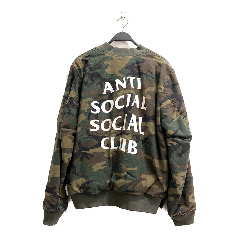 Anti Social Social Club/17AW/ALPHA/SR22/ma-1/BOMBER/flight jacket/XL/Cotton/GRN/Camo