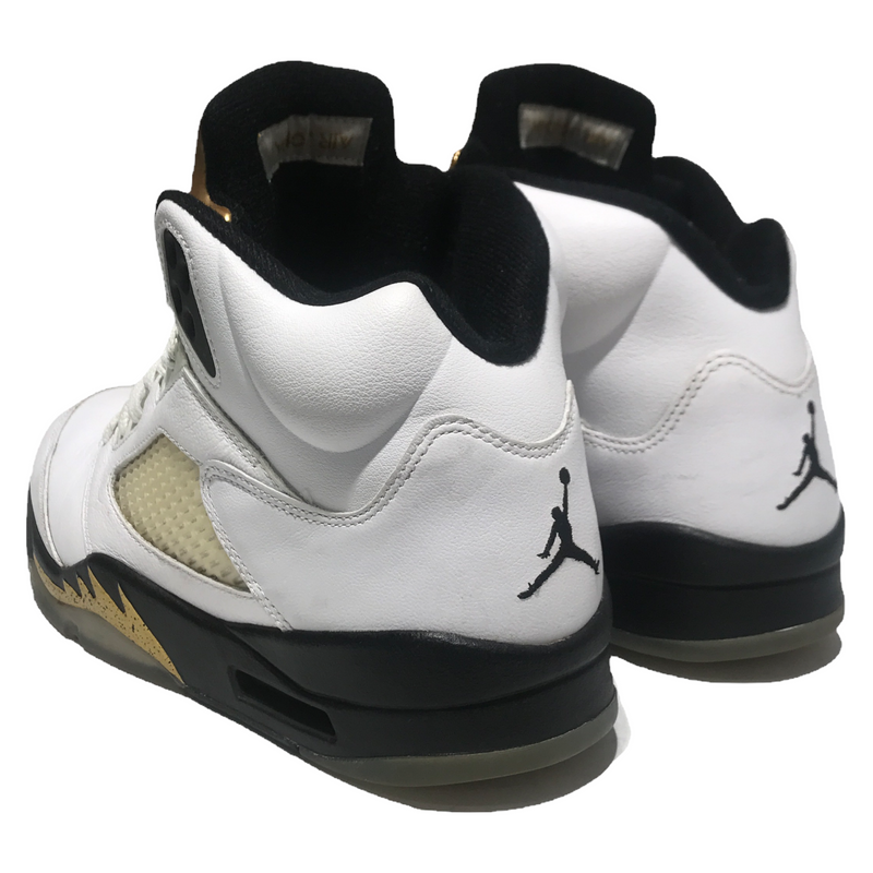 Jordan///Hi-Sneakers/US 9.5/Plain/Leather/WHT/JORDAN 5 RETRO Olympic