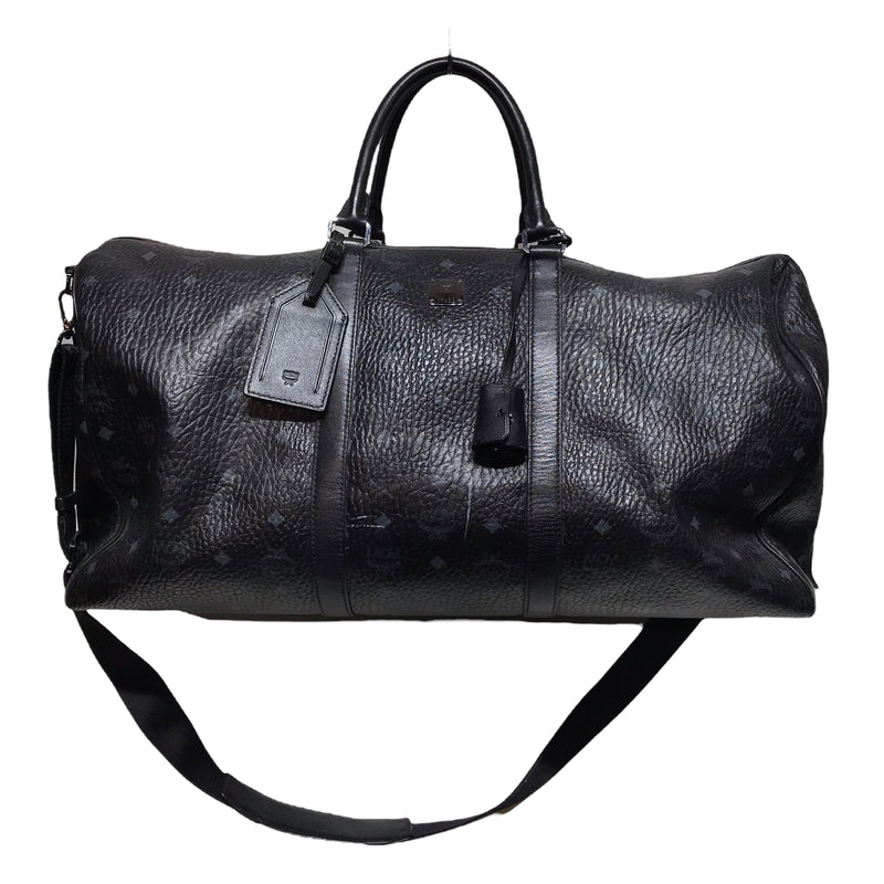 MCM//Boston Bag//BLK/Leather/All Over Print