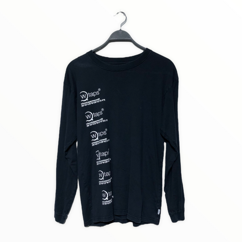 w)taps/LS T-Shirt/2/Cotton/BLK/Graphic