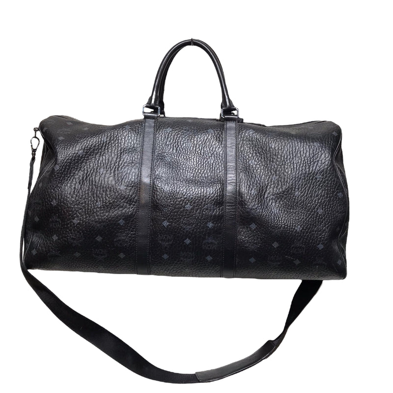 MCM//Boston Bag//BLK/Leather/All Over Print