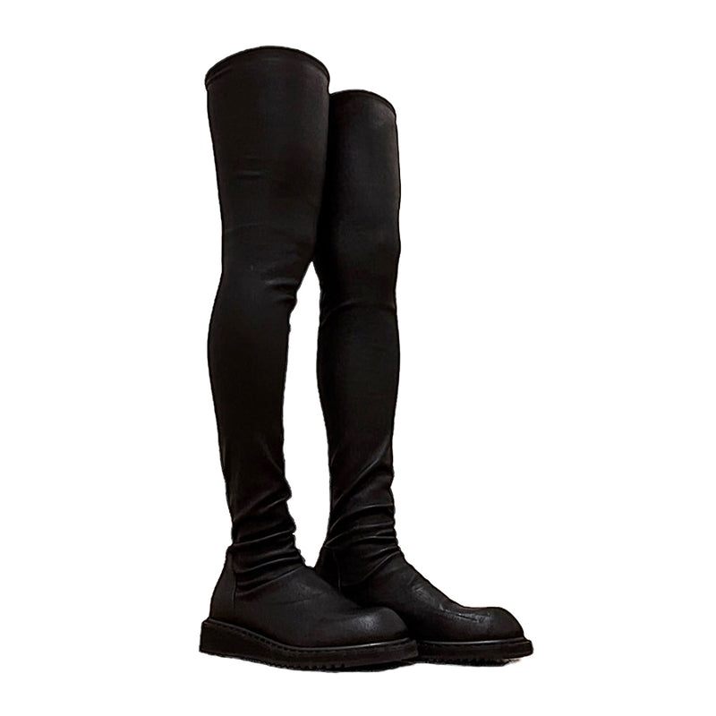 Rick Owens/Hi-Sneakers/UK 6/Leather/BLK/Slip-on/Black On Black Sleeve Boot